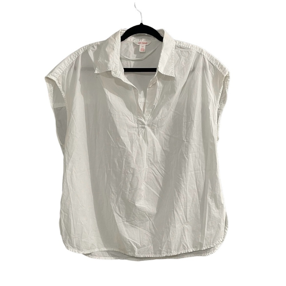 JOE FRESH White Cotton Oversized Sleeveless Blouse M